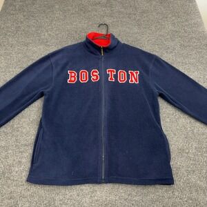 Boston Bay State Apparel Fleece Jacket Men M Navy Polyester Full Zip Sporty